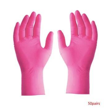 

50 Pair/Set Disposable Non-Slip Glove Food Grade Disposable Gloves Kitchen Garden Tool Waterproof Nitrile Wear-Resistant Gloves