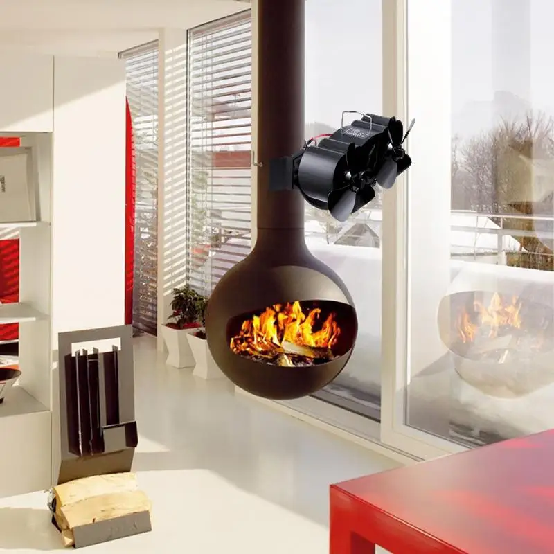 Домашний двухголовый настенный вентилятор для плиты 8 лопастей вентилятор для камина с тепловым питанием комин деревянная горелка экологический вентилятор эффективное распределение тепла