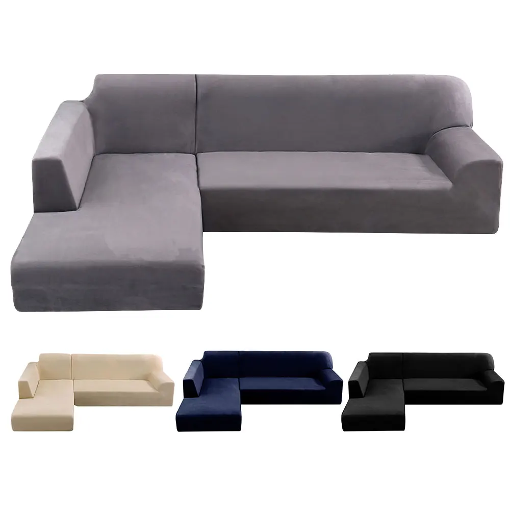 European Style Four Seasons Sofa Cover Plush L Shaped Chaise