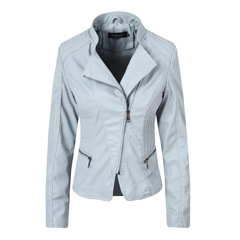 Cross Border Europe And America New Style Embroidered Leather Jacket WOMEN'S Coat Slim Fit Short Locomotive Leather Coat WO
