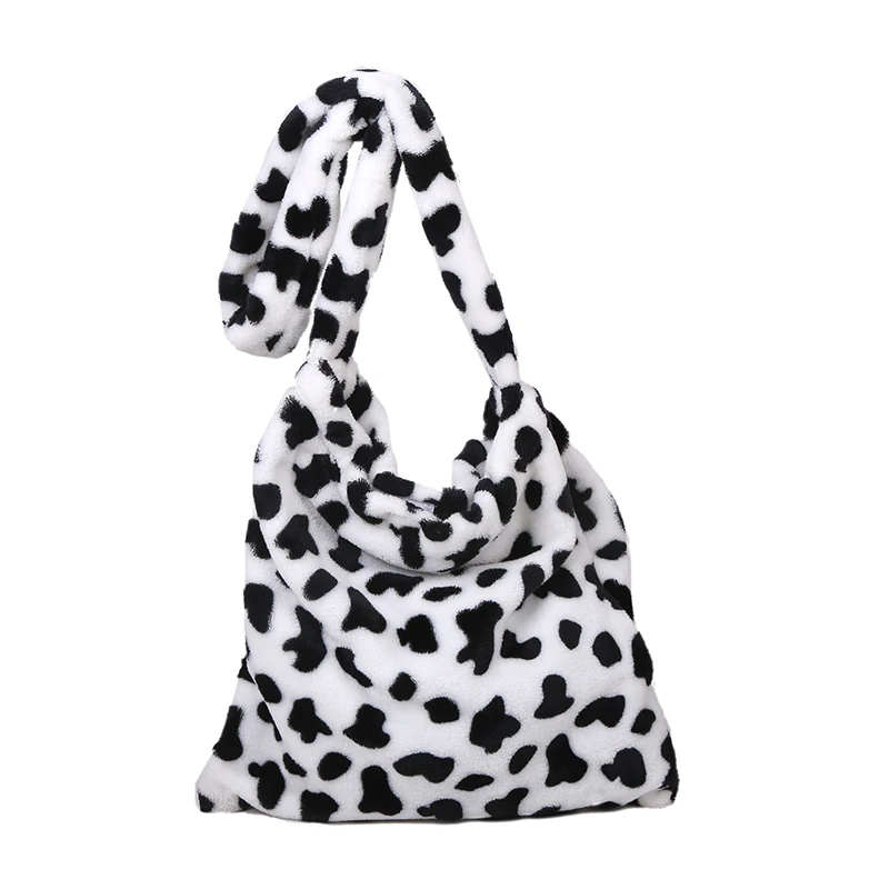 fluffy bag cow print