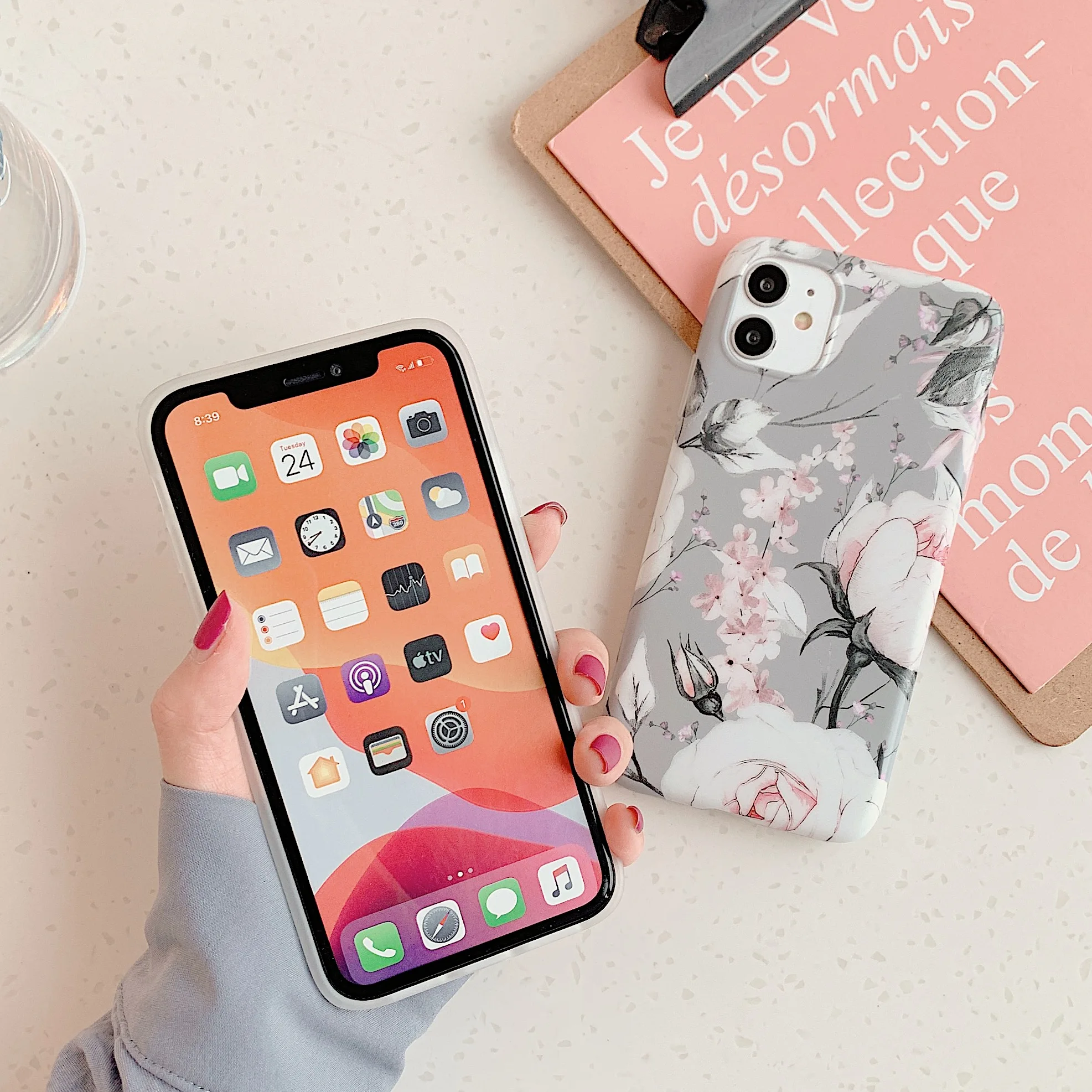 Мягкий чехол с цветочным рисунком для iPhone 11Pro Max XR XS X 7 8 6 6S Plus задняя крышка в стиле