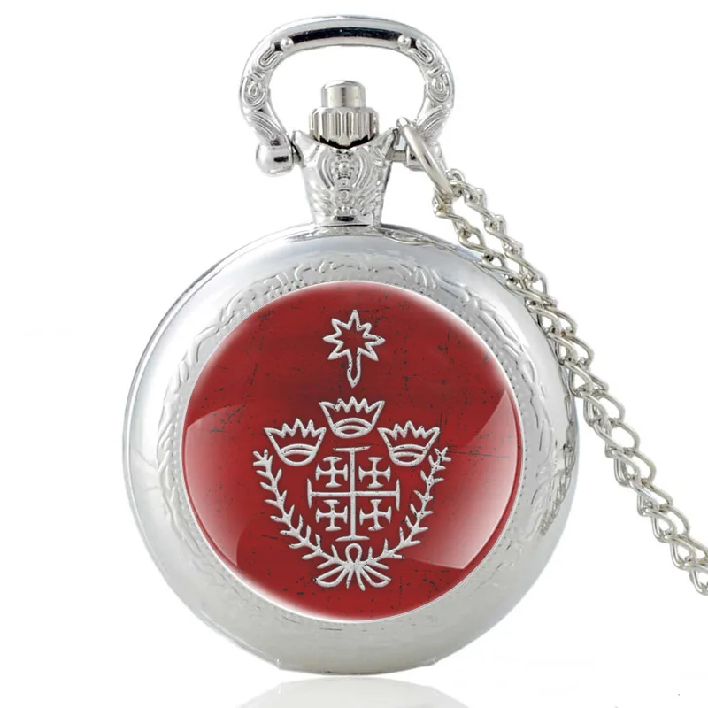 

Deus Vult Crusader Cross Pattern Vintage Quartz Pocket Watch FOB Men Women Pendant Necklace Hours Clock Gifts