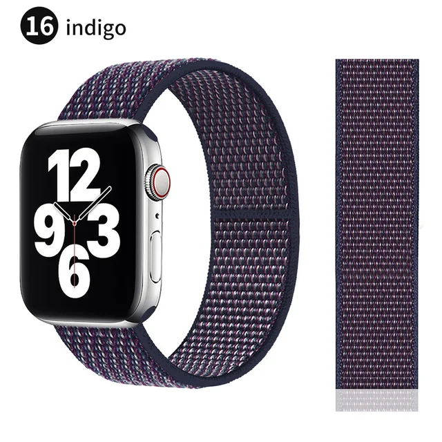 Nylon Strap for Apple watch series 7 band 41mm 44mm 40mm 42mm 38mm smartwatch wristband belt sport loop bracelets iWatch 3456 se Indigo blue