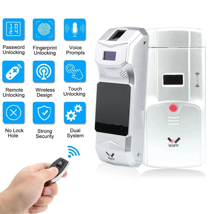 Wafu 011c Home Fingerprint Password Lock Wireless Remote Control Electronic Lock No Keyhole Anti Theft Lock Electric Lock Aliexpress