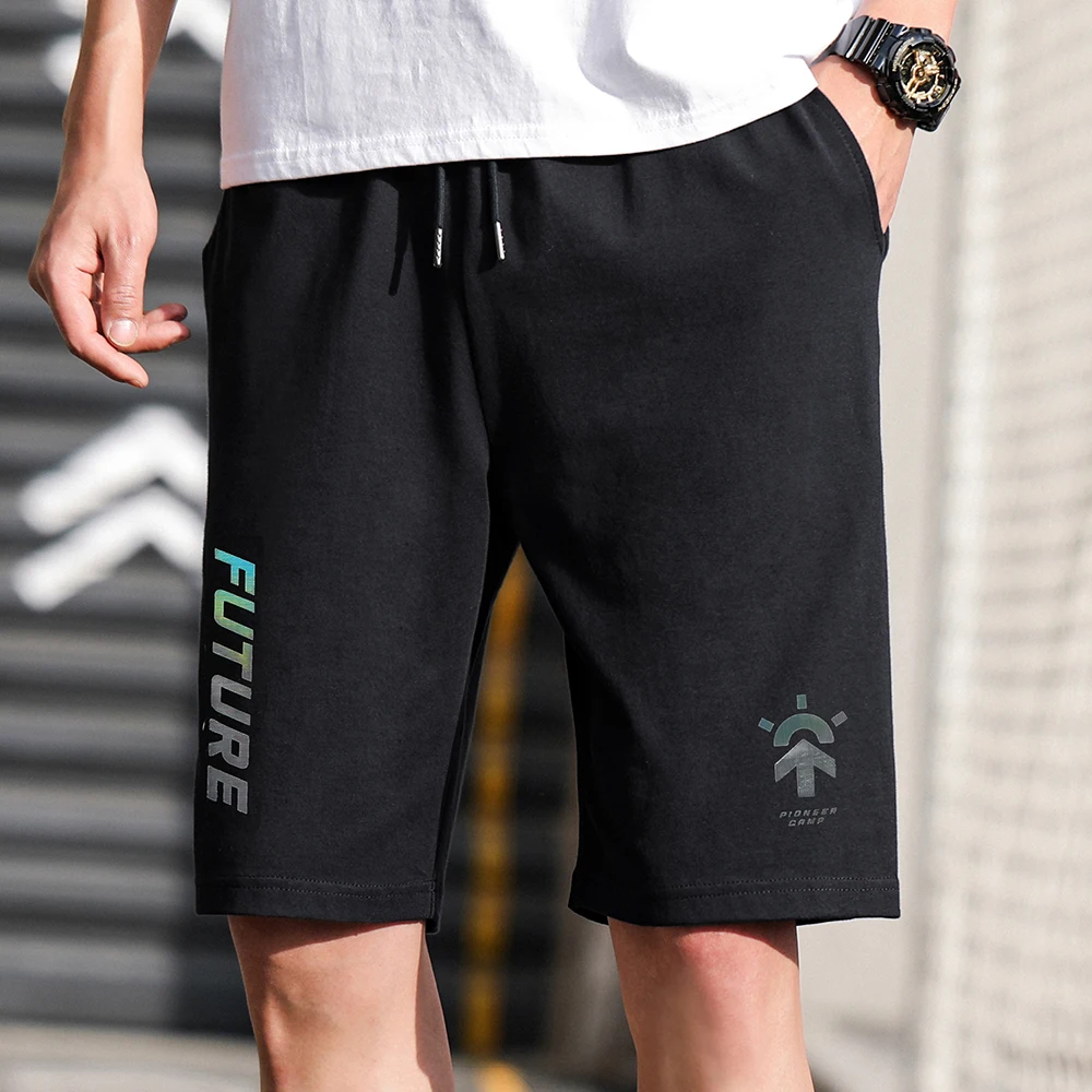 Shorts Men Streetwear Summer New-Style 100%Cotton Blue Camp Black Pioneer Print ADK0223001LH