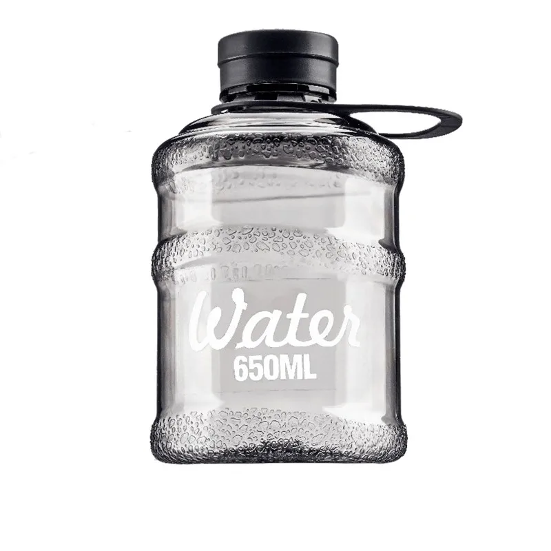 650ml black 1000 мл бутылки для воды с ручкой для занятий спортом на открытом воздухе, тренировок, кемпинга, бега, портативные пластиковые бутылки для воды - Цвет: 650ml black