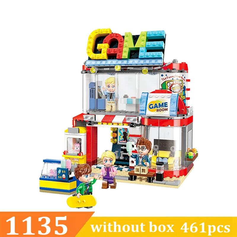 Enlighten строительный блок красочный городской классный игровой зал 4 фигурки 461 шт