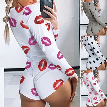 

Fashion Women Print Long Sleeve Nightwear Shorts Jumpsuit Sleepwear Tracksuit Sleepwear Women's Pajama Set Nightwear for girl