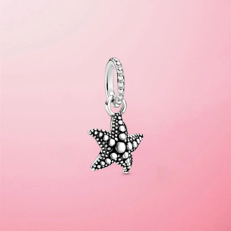 

Summer New 925 Sterling Silver Beaded Starfish Pendant Beads Ocean Charm Fit Original Pandora Bracelet Necklace DIY Jewelry