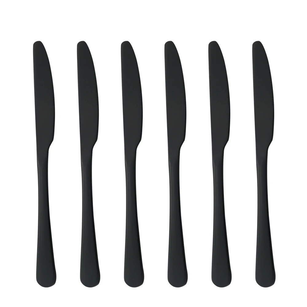 

6 шт./компл. черный ужин Ножи посуда Нержавеющая сталь комплект набор серебряных изделий столовые приборы пикник Кухня дома посуда