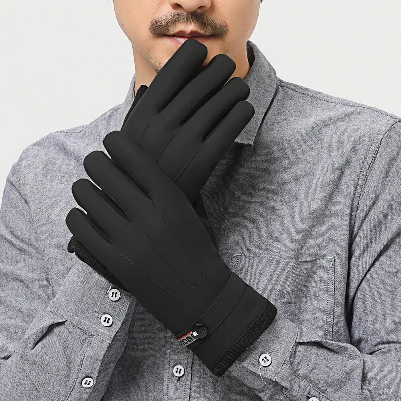 StyleA H10080 зимние мужские перчатки для вождения, бархатные толстые теплые рукавицы с сенсорным экраном, ветрозащитные хлопковые модные перчатки для езды - Цвет: StyleA