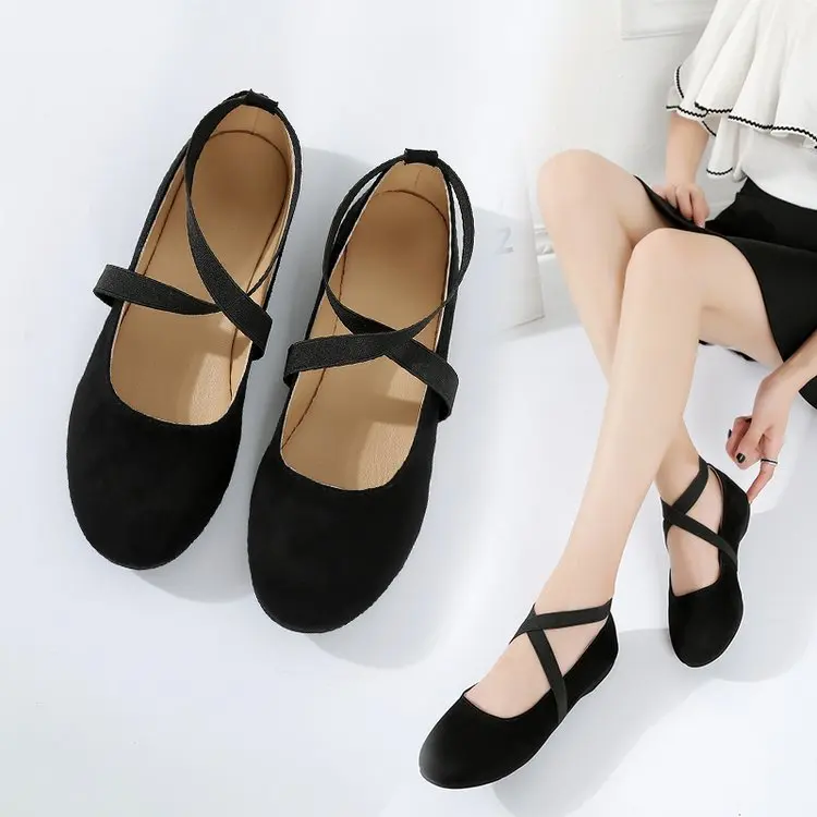 

WOMEN'S Shoes 2018 Spring New Style Flat Heel Shoes round Flat Mom Shoes Lace-up Dance Shoes for Women Comfortable Soft Bottom