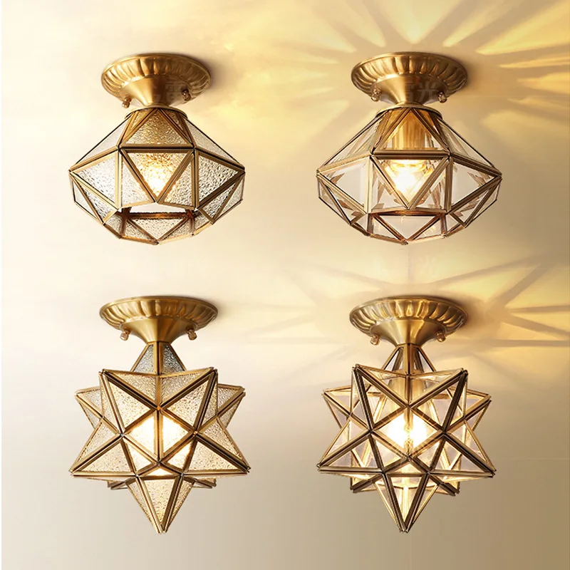 

Nordic net red stars aisle lights corridor lights simple modern creative wall-mounted diamond porch balcony ceiling lamps