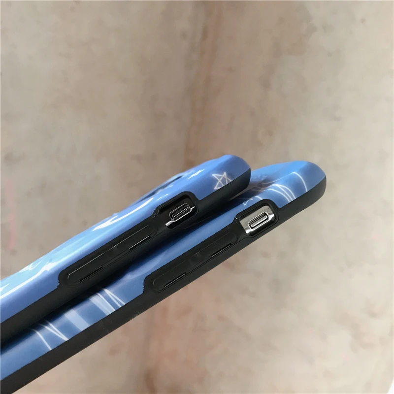 Мультяшный синий дуга милый медведь анти-осень чехол s для iphone 11 11Pro Max XR X XS Max 6S 7 8 Plus Мягкий чехол для телефона пары задняя крышка