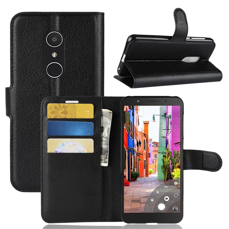 

For Alcatel U5 Luxury PU Leather Back Cover Case For Alcatel 1 1C 1S 1V 2019 1X Have Fingerprint hole Flip Phone Bag Skin Funda