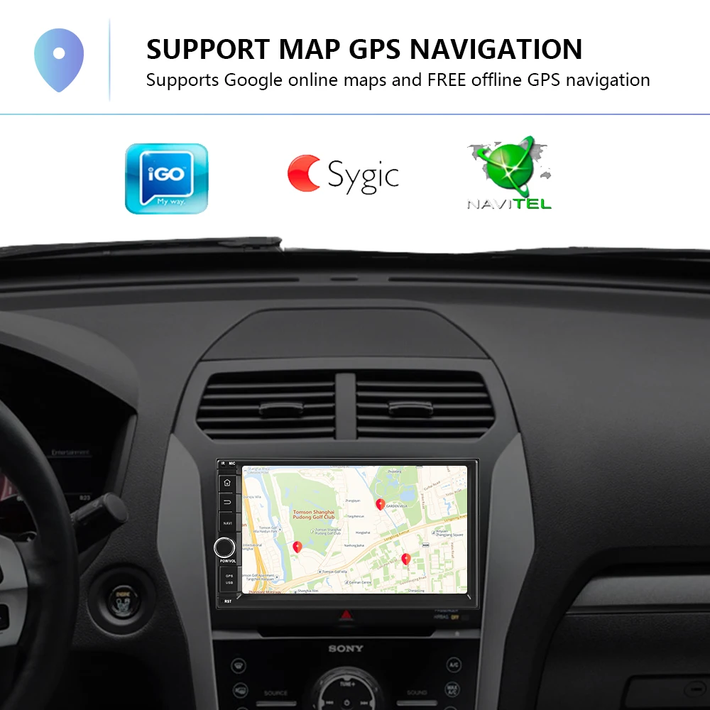 Продажа Podofo Android 8,1 Автомобильный мультимедийный плеер 2Din 7 hd навигатор для автомобиля аудио зеркало font b GPS b font Link wifi автомобильный радиоприемник с Bluetooth ...