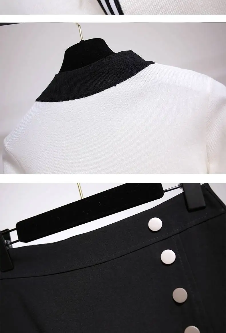 ICHOIX комплект из 2 предметов с юбкой для студентов, корейский стиль, милый женский комплект из 2 предметов, осень, белый вязаный свитер, повседневный комплект из двух предметов