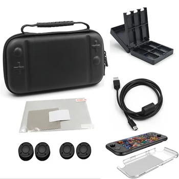 

Nintend Switch Lite Min Accessories 9 IN 1 Storage Bag Case Crystal Shell Tempered Glass Film Protector Card Holder Box Type C