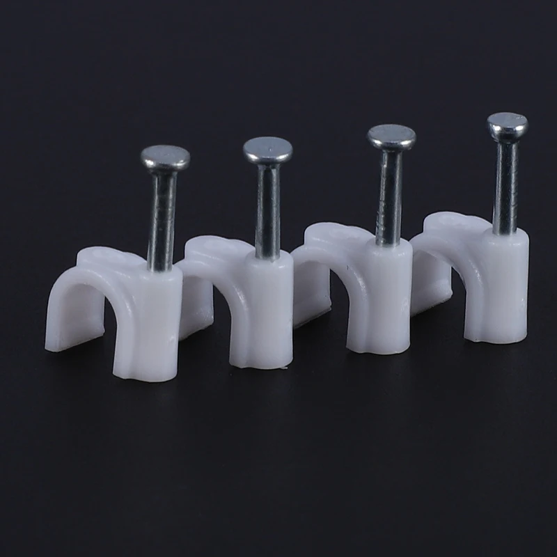 Cable clamps / nail clips, round, for wall mounting, for electrical cables, diameter 6 mm, 98 pieces