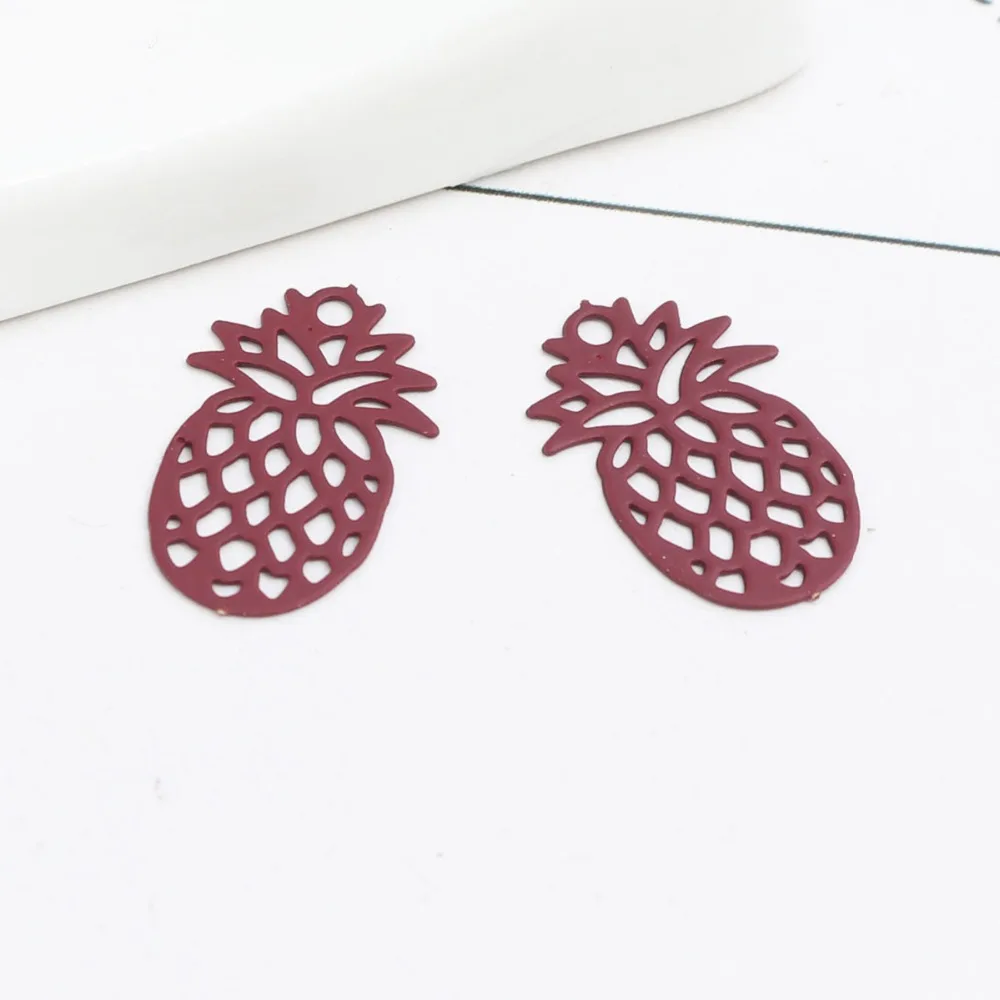 DoreenBeads модные медные Подвески кулон серебристого цвета ананас/ананас фруктовое Филигранное тиснение DIY фурнитура 15 мм x 9 мм, 50 шт