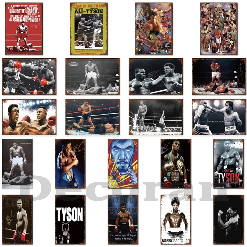 

[ Mike86 ] TYSON Ali Pacquiao Boxing Retro Tin signs wall decor Sport Club Bar Iron Painting art LTA-1712 Mix order 20*30 CM