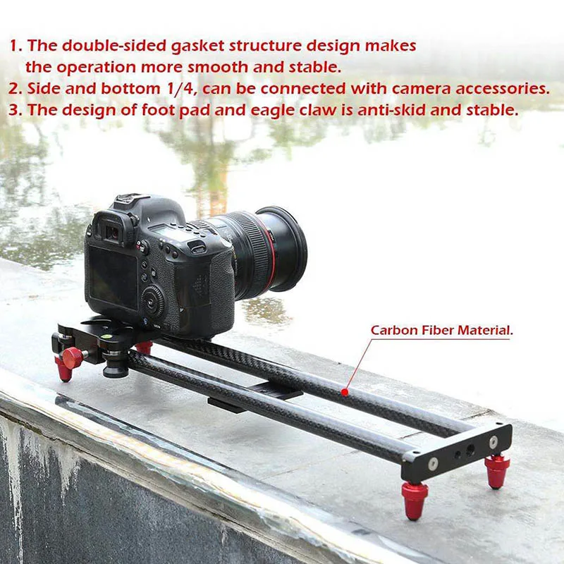 

15.7Inch Carbon Fiber Camera Slider Track with 4 Roller Bearing for Video Movie Making FKU66