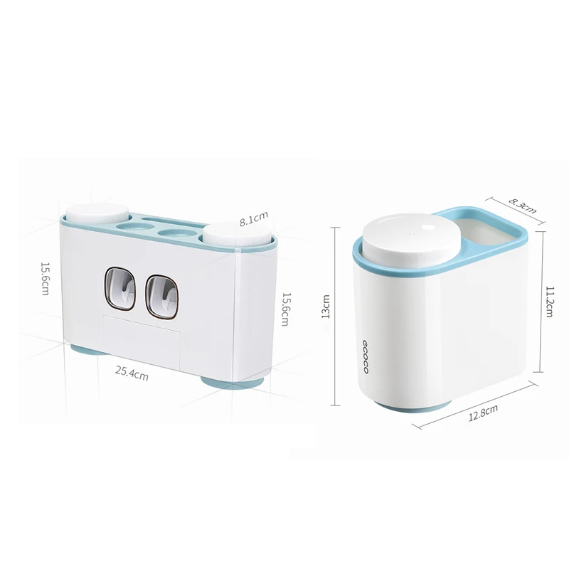 Online AODMUKI baño dispensador automático de pasta de dientes exprimidor de pasta de dientes montado en la Pared Soporte de cepillo de dientes juego de accesorios de baño