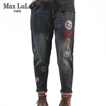 Max LuLu новые зимние модные корейские женские винтажные лоскутные джинсы женские меховые Джинсовые Брюки Теплые повседневные эластичные шаровары