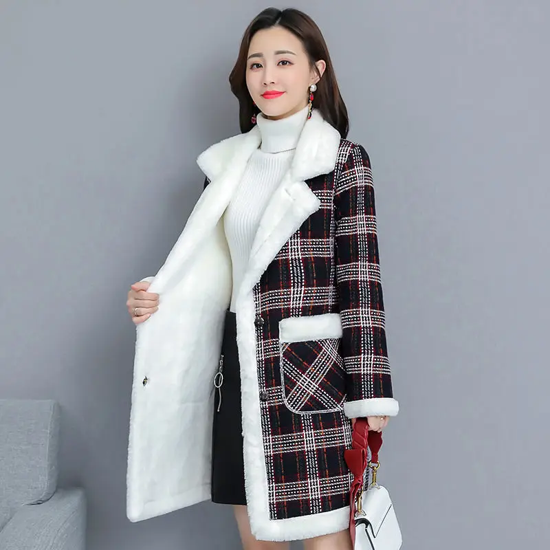

2021 Winter Anti-sheepskin Jacket Women's New Style Plus Velvet Thickening Warmth Fat Loose Plush Jacket Shirt Jacket
