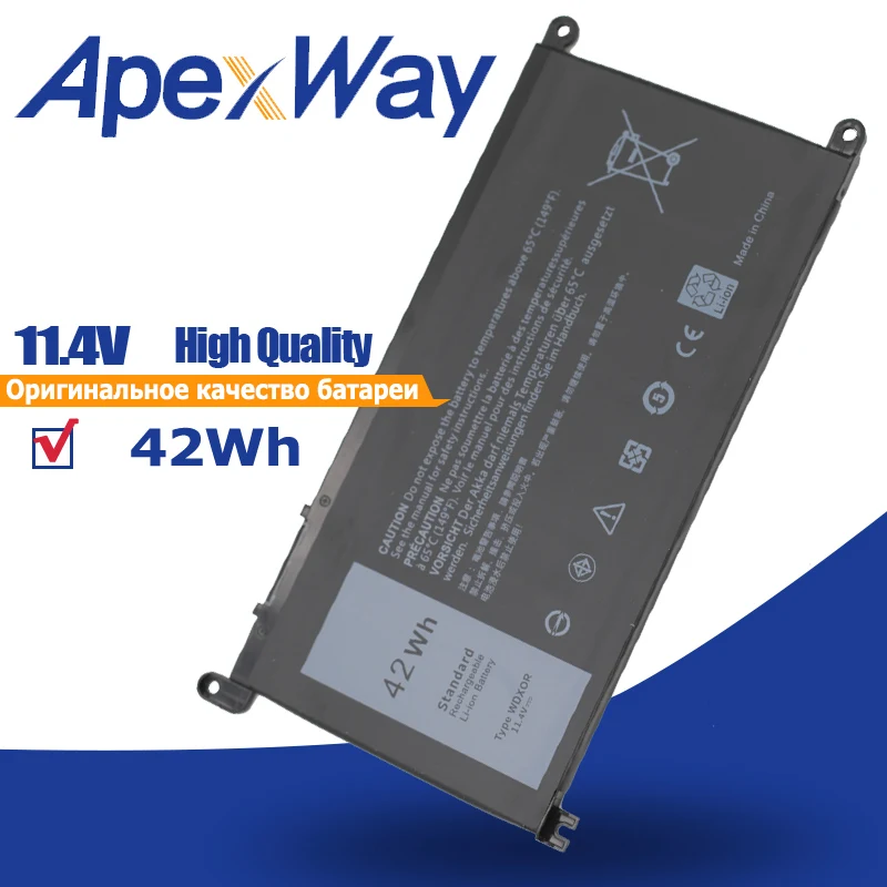 Аккумулятор ApexWay для ноутбука 42Wh 3CRH3 WDX0R T2JX4 WDXOR dell Inspiron 15MF 13MF 14 5468d 15 5568
