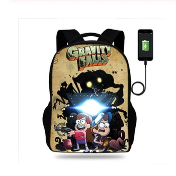 

Alex Hirsch Gravit Fall Printing Backpack USB Charging Backpacks For Teenager Boys&Girls School Bags Laptop Daily Backpacks