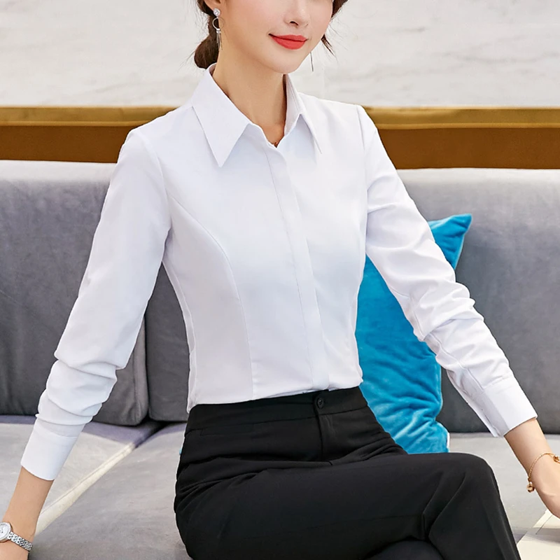 Camisas de moda coreana camisa blanca talla grande elegante algodón cuello en V Camisas Mujer Tops y blusas camisa Mujer| Blusas y camisas| - AliExpress
