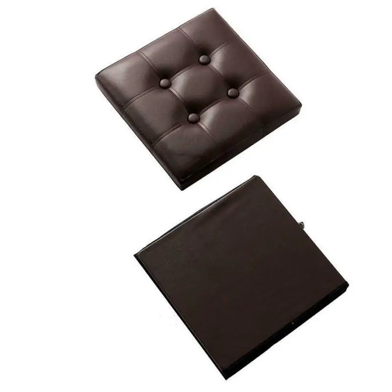 Foldable faux leather storage square cube footrest stool/seat-15 x 15" - Image 2