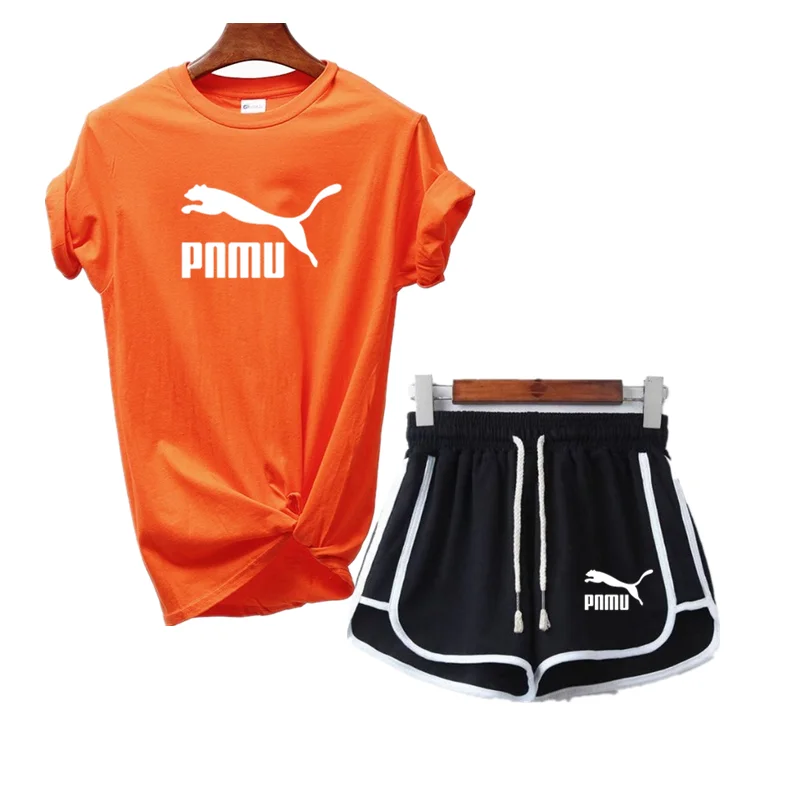 Zomer Sport Pak Vrouwen Mode Повседневная футболка Kleding Katoenen шорты Merk 'S Su|Футболки| |