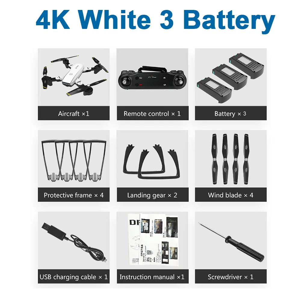 4K White 3 Battery SG700-D WiFi радиоуправляемая беспилотная камера складной 4K 1080P HD Двойная камера оптический поток в реальном времени антенна видео RC Квадрокоптер самолет - Цвет: 4K White 3 Battery