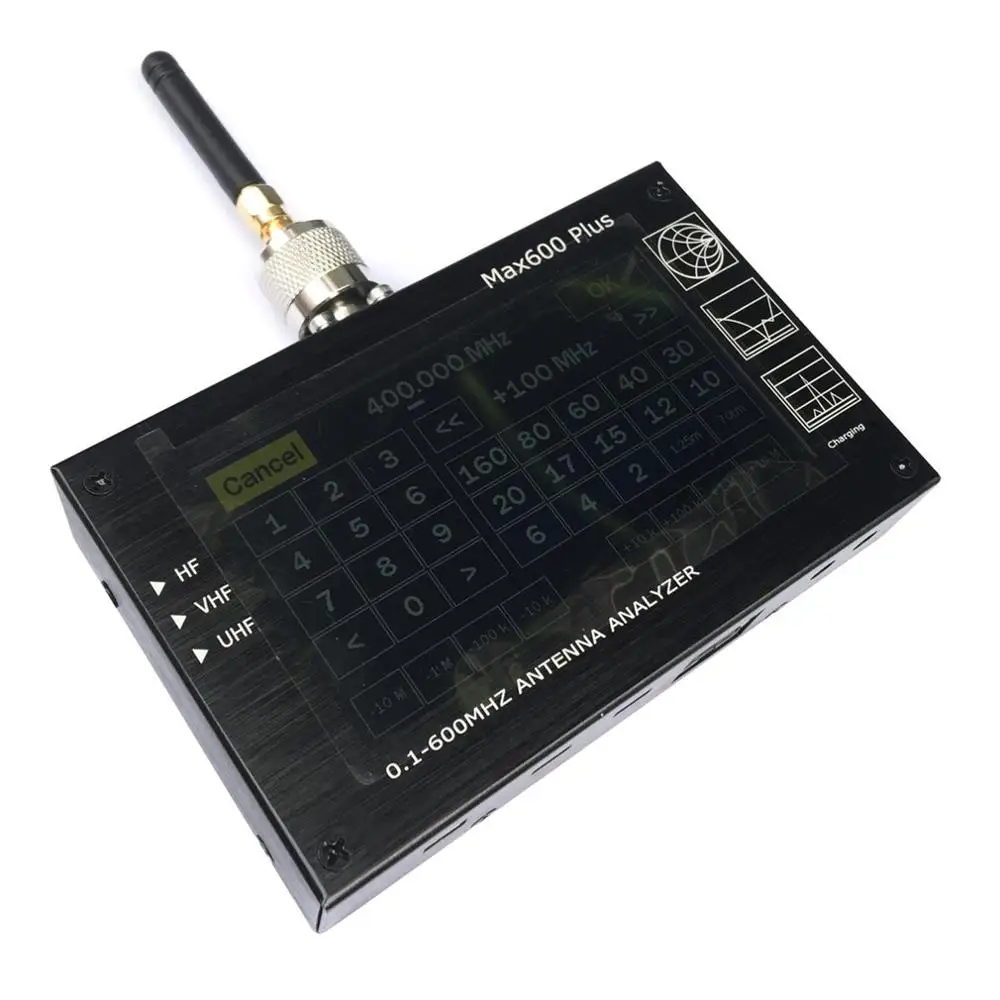 

4.3 Inch Touch Screen Max600 Plus Hf Vhf Uhf Antenna Analyzer 0.1-600Mhz Swr Meter 1.0-1999 5V/1.5A For Radio