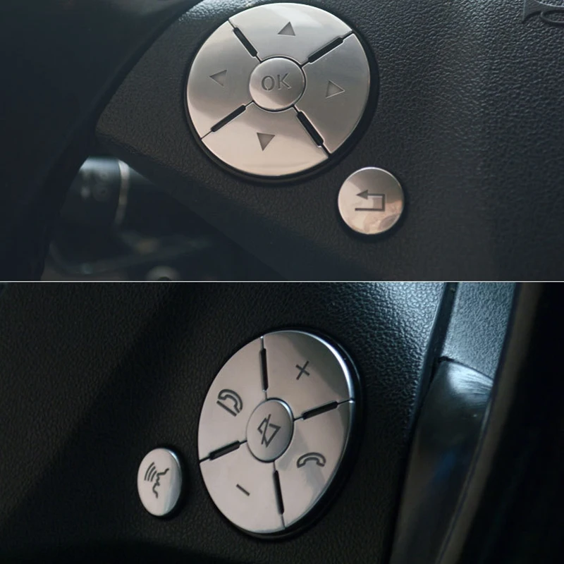 12 шт. автомобильный Стайлинг Рулевое колесо Кнопка Чехлы накладка наклейки для Mercedes Benz R ML GL CLS SLK серебро ABS