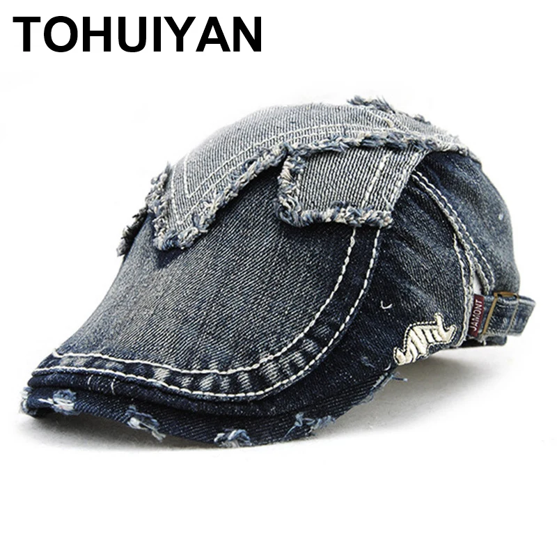 denim baker boy hat