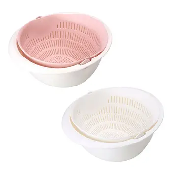 

2020 New Rotatable Drain Basin and Basket Double Layer Colander Detachable Reverse Mixing Bowl