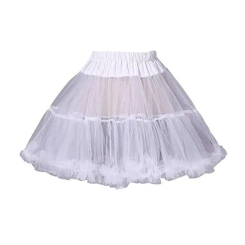 Женская многослойная пышная мини-юбка-пачка Лолита с эластичной резинкой на талии и оборками короткая юбка - Цвет: Белый