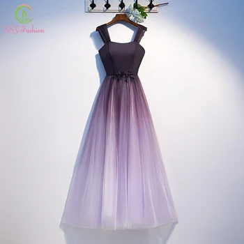 

SSYFashion New Bridesmaid Dresses Gradient Purple Simple Floor-length Elegant Banquet Long Formal Dresses Vestido De Noche