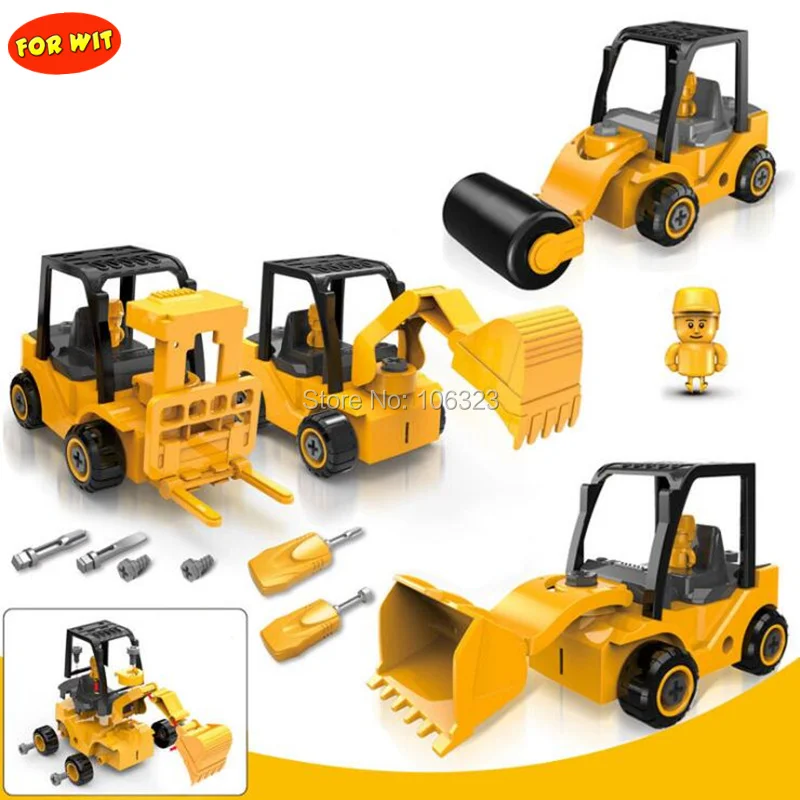 4pcs Glissade Construction Vehicle Toy, Excavator Machine with Disassembly Assembly Tool: Digger+Bulldozer+Forklift+Road Roller 4pcs Glissade Construction Vehicle Toy, Excavator Machine with Disassembly Assembly Tool: Digger+Bulldozer+Forklift+Road Roller
