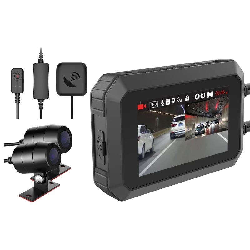 Wi Fi Видеорегистраторы для мотоциклов 1080P + Full HD спереди и вид сзади