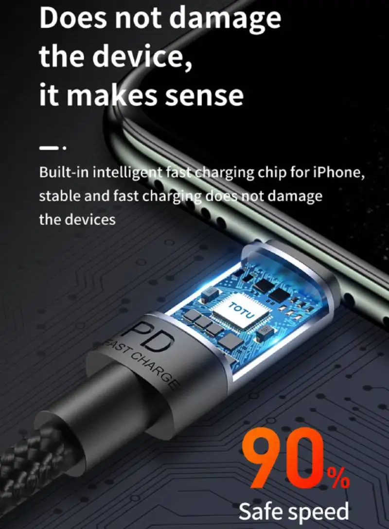 TOTU Супер Скоростной 18 Вт PD usb type C для быстрой зарядки для iPhone 11 11 Pro Max XR Xs Max USB для зарядки данных