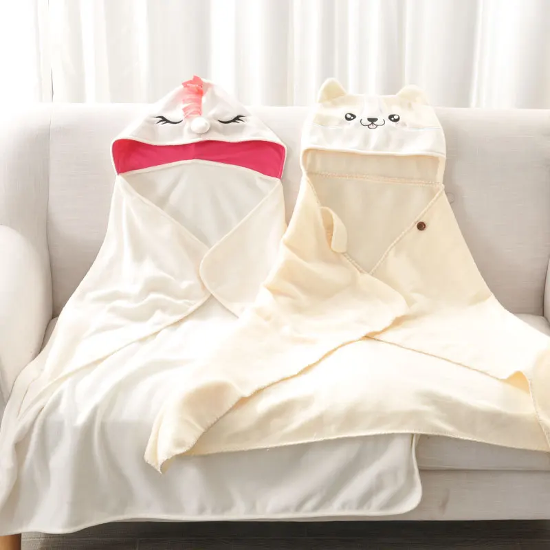 

Unicorn Hooded Blanket Cartoon Animal Blanket Watch TV Blanket Lazy Man Shawl Multi-function Flannel Blanket Cape for children
