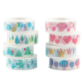 

8pcs Washi Tape Tearable Lovely Sticky Paper Tape Masking Tape for DIY Gift Wrapping Journals Scrapbook Craft Notebook