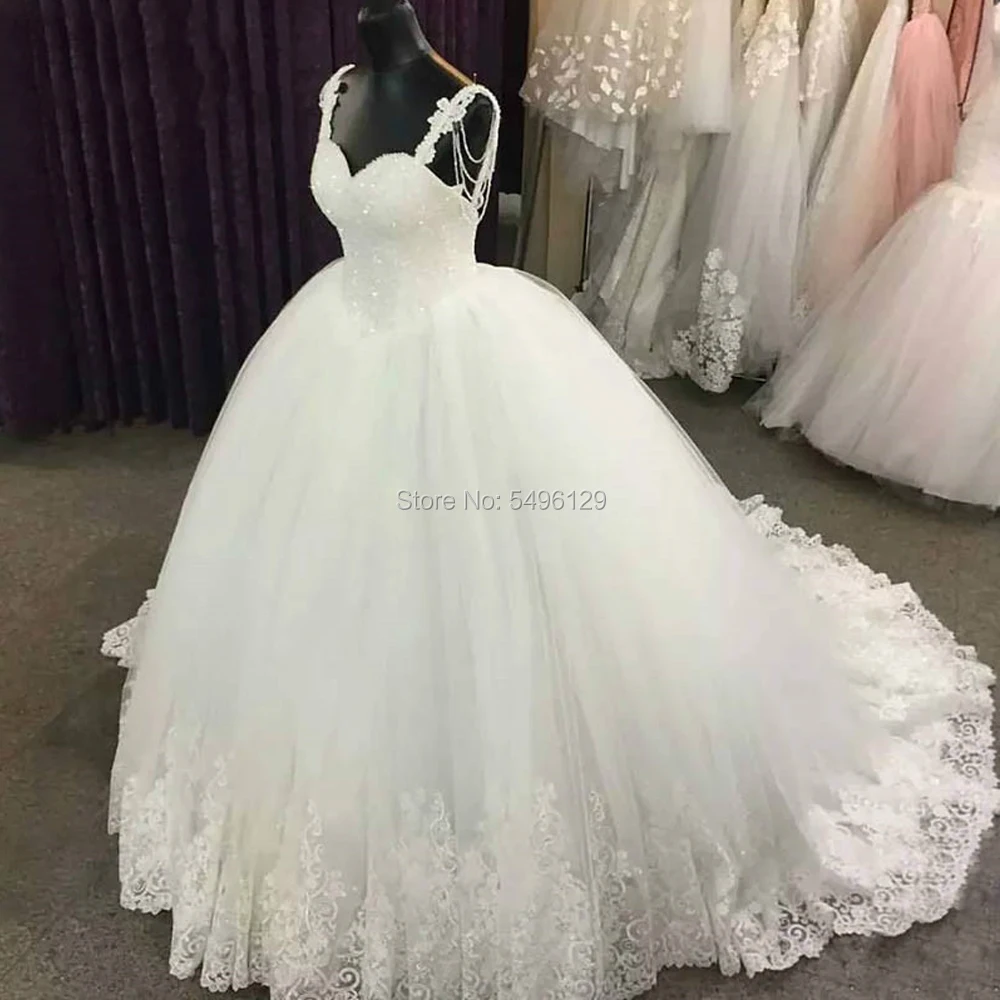 Роскошное романтическое бальное платье на бретельках с бусинами Vestido De Noiva