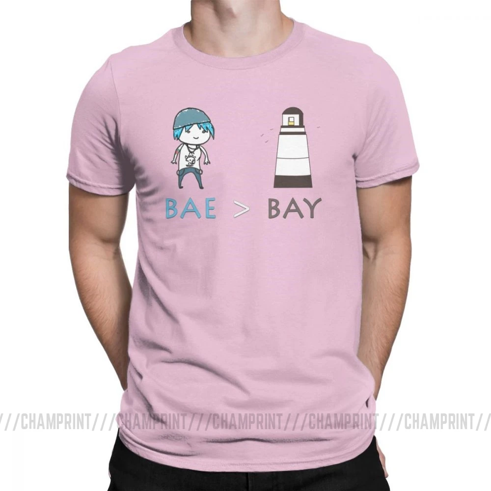 Мужские футболки Life Is Strange Bae Over Bay, одежда из чистого хлопка, крутые футболки с коротким рукавом и круглым воротником, футболки 6XL - Цвет: Розовый
