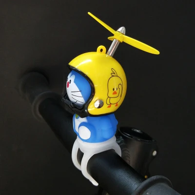 Bicycle Bell Cartoon Doraemon Silicone Bike handlebar can ring and bright 1 bike bell toy for electric bike/motorcycle/helmet - Цвет: Duck pattern